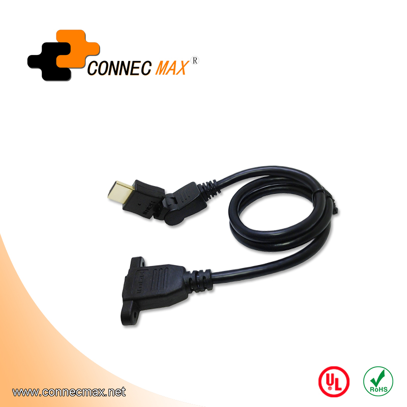 HDMI Male to Female Cable with Panel Mount 