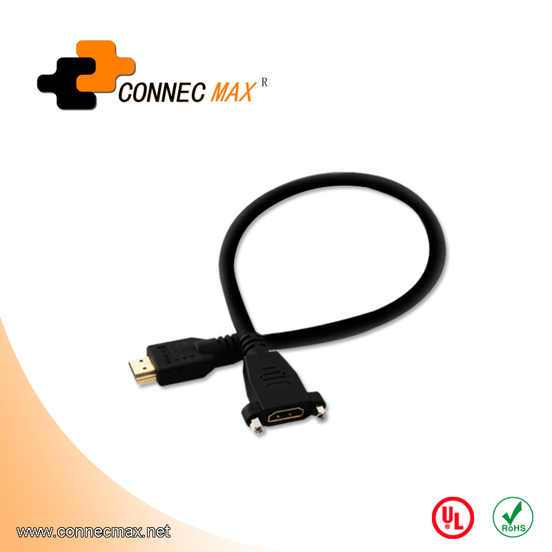 HDMI Male to Female Cable with Panel Mount 